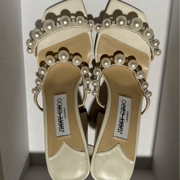 Jimmy Choo Amara 85 in Latte/White size 37.5 - Picture 2 of 4